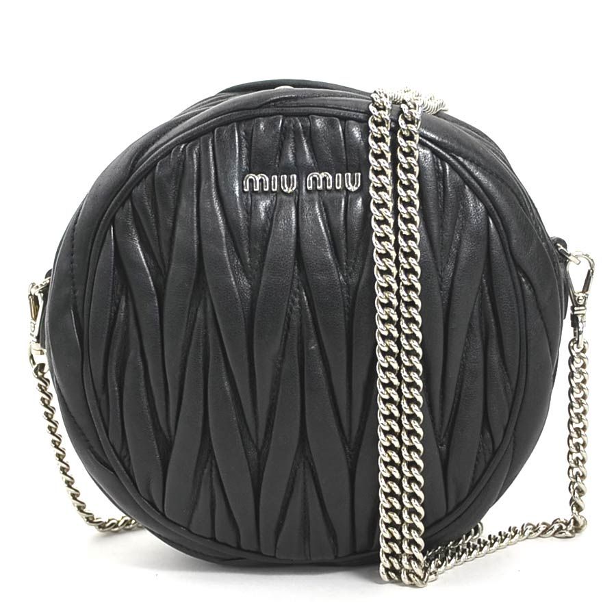 ミュウミュウ MIUMIU ショルダーバッグ レザー ブラック レディース【中古】 r10316a