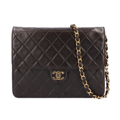 シャネル マトラッセ ショルダーバッグ ラムスキン ブラック レディース CHANEL 中古