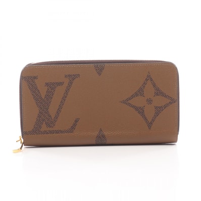 ルイ・ヴィトン LOUIS VUITTON ジッピーウォレット ラウンド長財布 財布 PVCコーティングキャンバス レザー PVC モノグラム・ジャイアントリバース レディース ブラウン系 M69353 【中古】