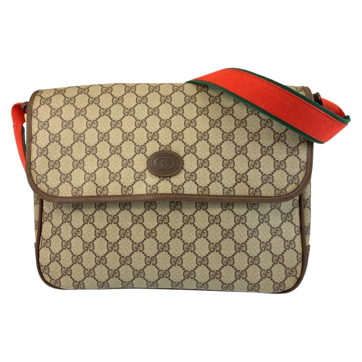 GUCCI グッチ ヴィンテージ シェリーライン ベージュ ブラウン ゴールド金具 GGスプリームキャンバス レザー/ ショルダーバッグ メッセンジャーバッグ 男女兼用 505730 【中古】