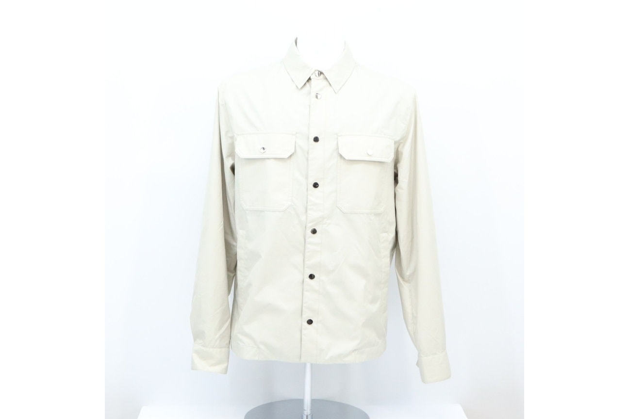 極美品 MONCLER モンクレール PIZ ポリエステル クラシックカラー ジャケット ベージュ TG2 2 J10911G00012 549SK その他アウター アイボリー ポリエステル コットン メンズ