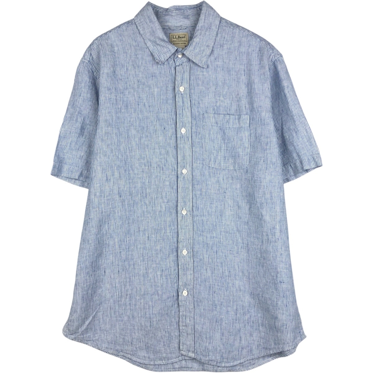 古着 エルエルビーン L.L.Bean ストライプ柄 半袖 リネンシャツ メンズL相当/eaa623522