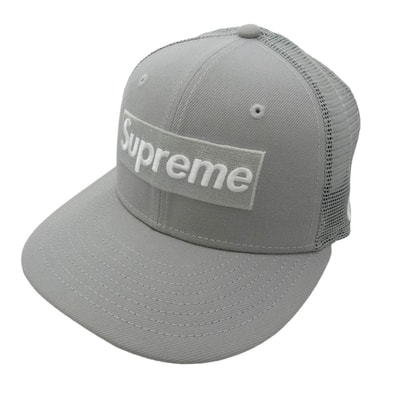 Supreme シュプリーム キャップ 24SS x New Era ニューエラ Box Logo Mesh Back ボックスロゴ メッシュ スナップバック キャップ 帽子 グレー系 57.7cm【美品】【中古】