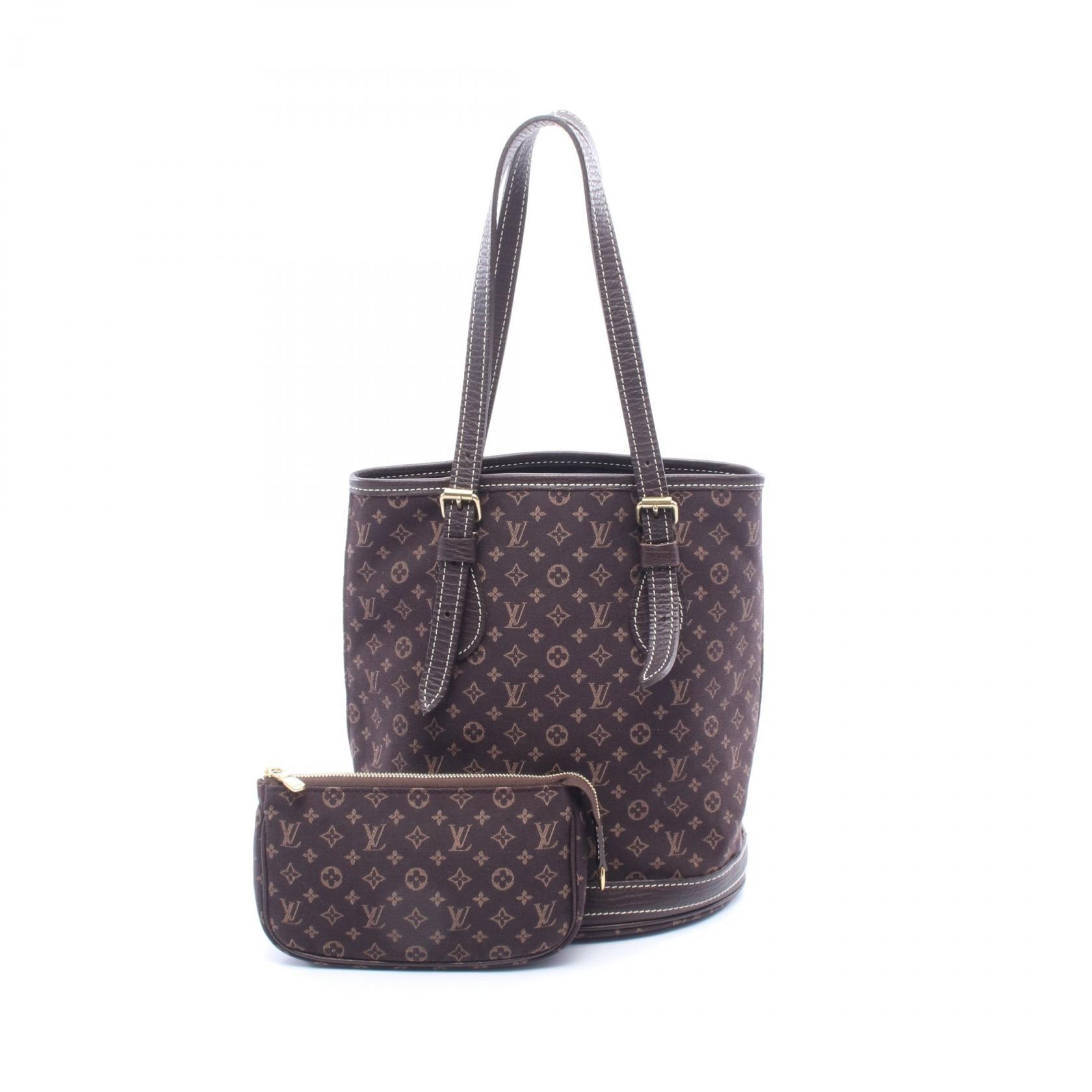 ルイ・ヴィトン LOUIS VUITTON バケットPM トートバッグ バッグ キャンバス レザー モノグラム・ミニ・ラン エベヌ レディース ブラウン系 M95226 【中古】