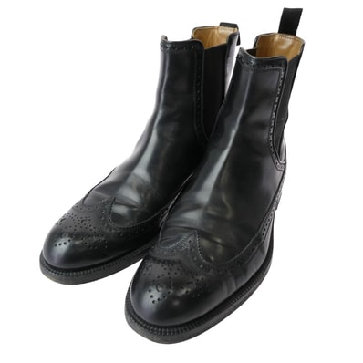 JIMMY CHOO ジミーチュウ ブーツ ウイングチップ サイドゴア レザー ブーツ ブラック系 42【中古】