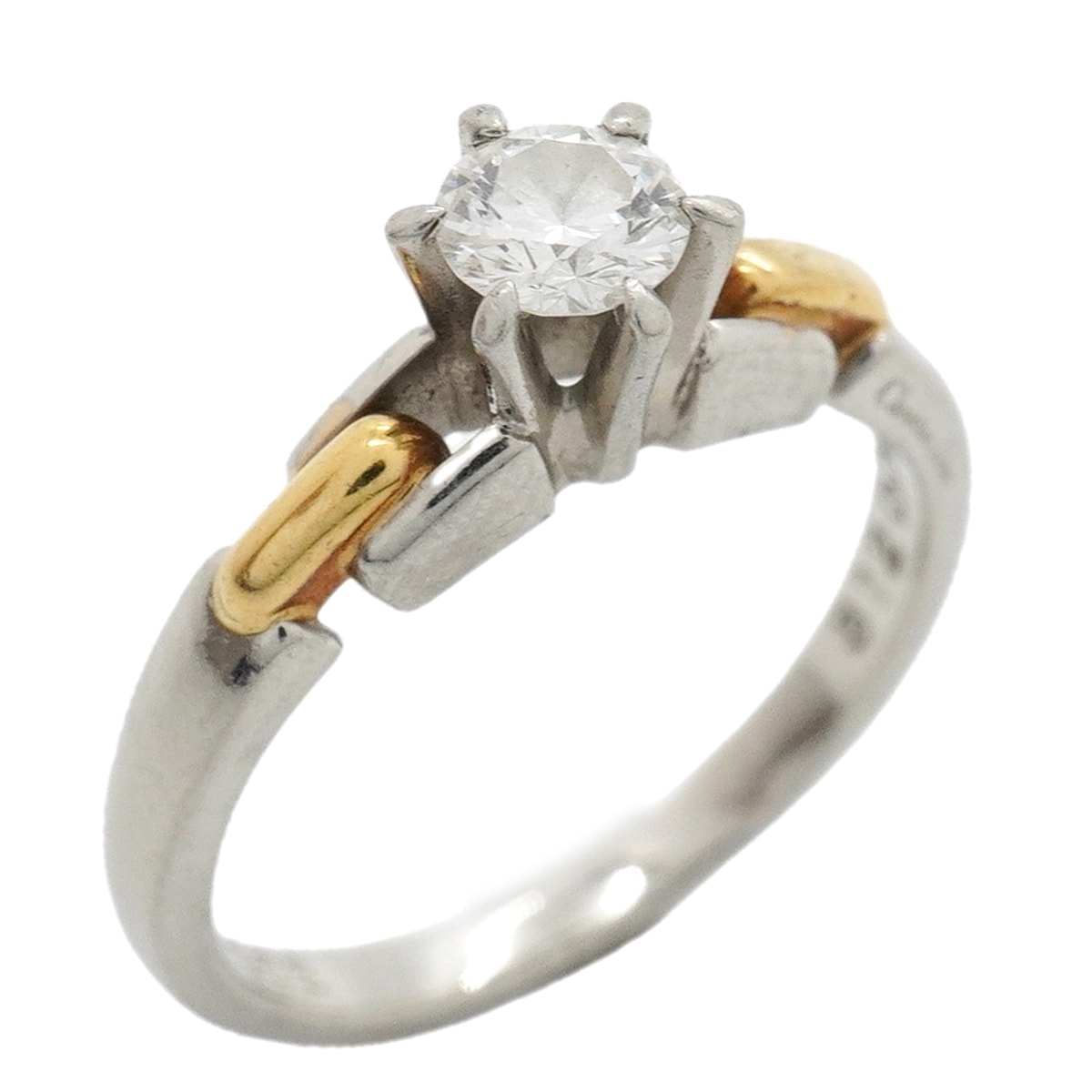 【6jkb0472】クリスチャンディオール リング 1PD K18YG イエローゴールド Pt950 プラチナ ダイヤモンド/0.266ct 7.5号【中古】レディース