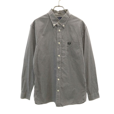 FRED PERRY フレッドペリー ギンガムチェック 長袖 ボタンダウンシャツ M ブラック