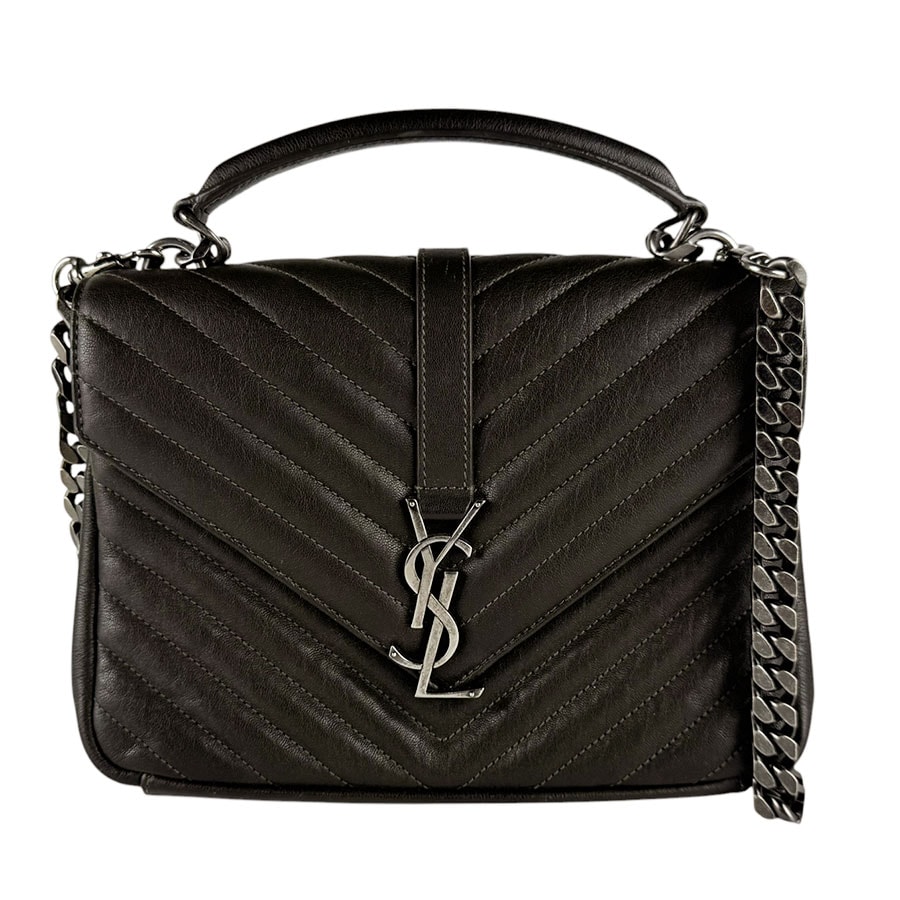 サンローラン SAINT LAURENT ショルダーバッグ カレッジ レザー カーキブラウン レディース 428056【中古】 z10608
