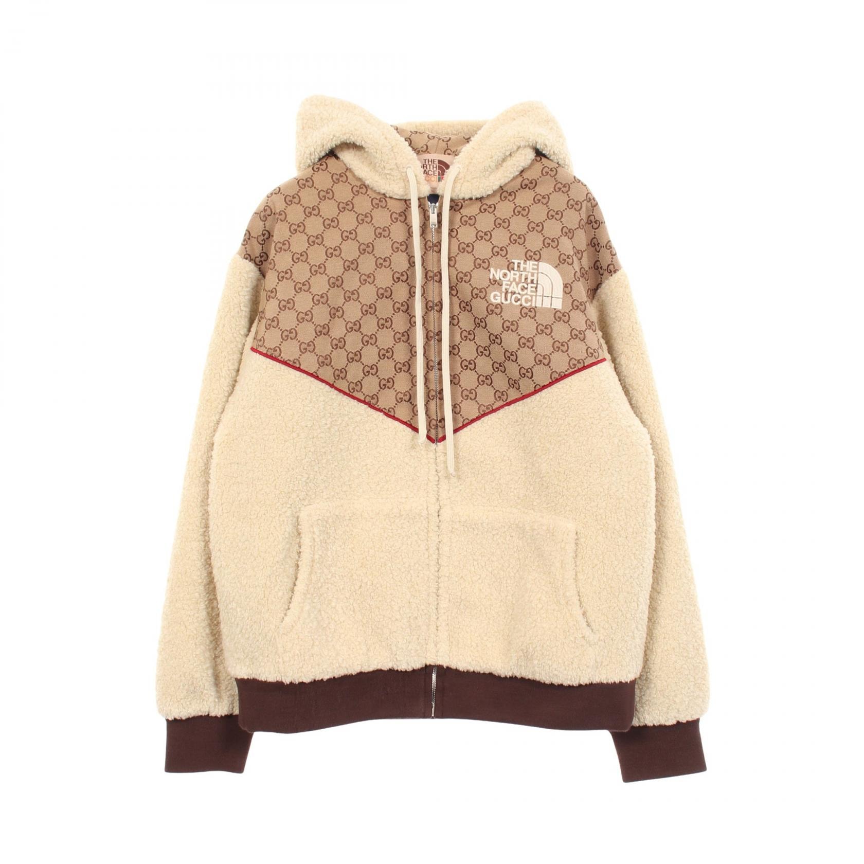 グッチ GUCCI GUCCI × THE NORTH FACE GGキャンバス フード付き ボア ブルゾン 衣料品 アウター コットン アクリル メンズ ベージュ系 / アイボリー系 644582 【中古】