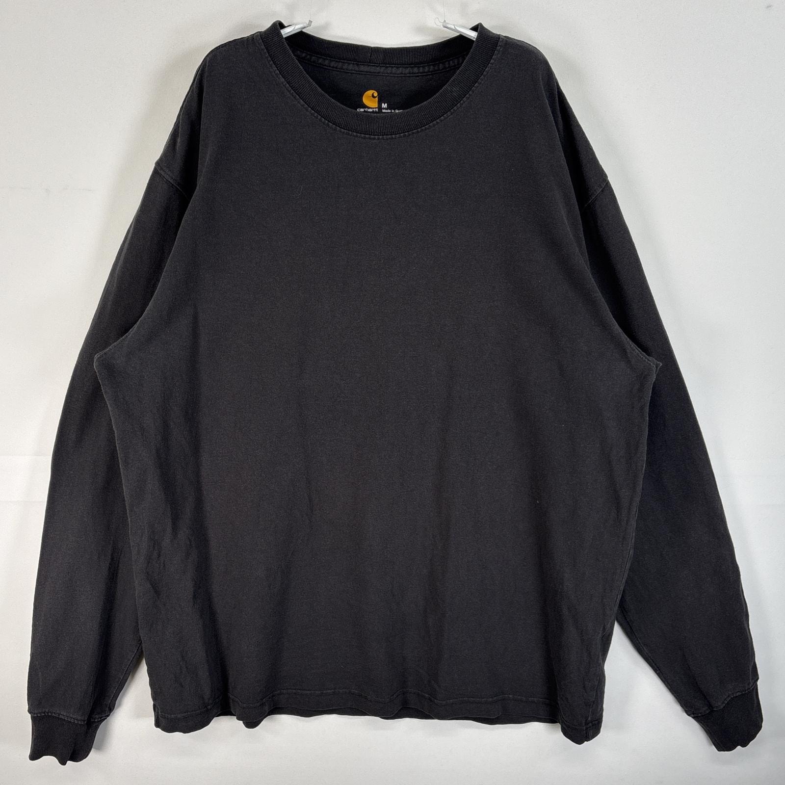 古着 カーハート Carhartt 長袖Tシャツ クルーネック 袖 ラバープリント M  ブラック メンズ