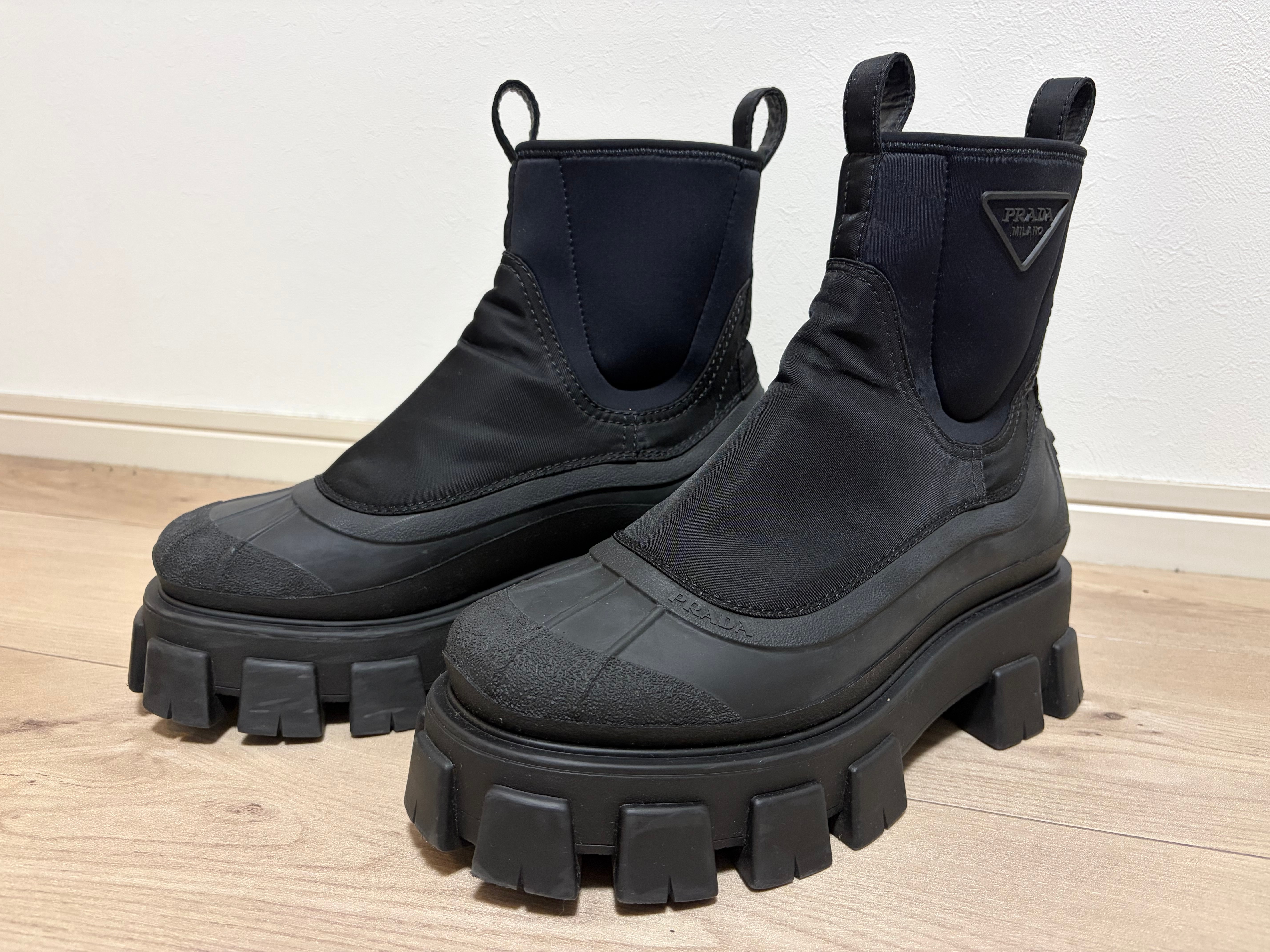 PRADA Women's Monolith Re-Nylon Gabardine Boots "Black"