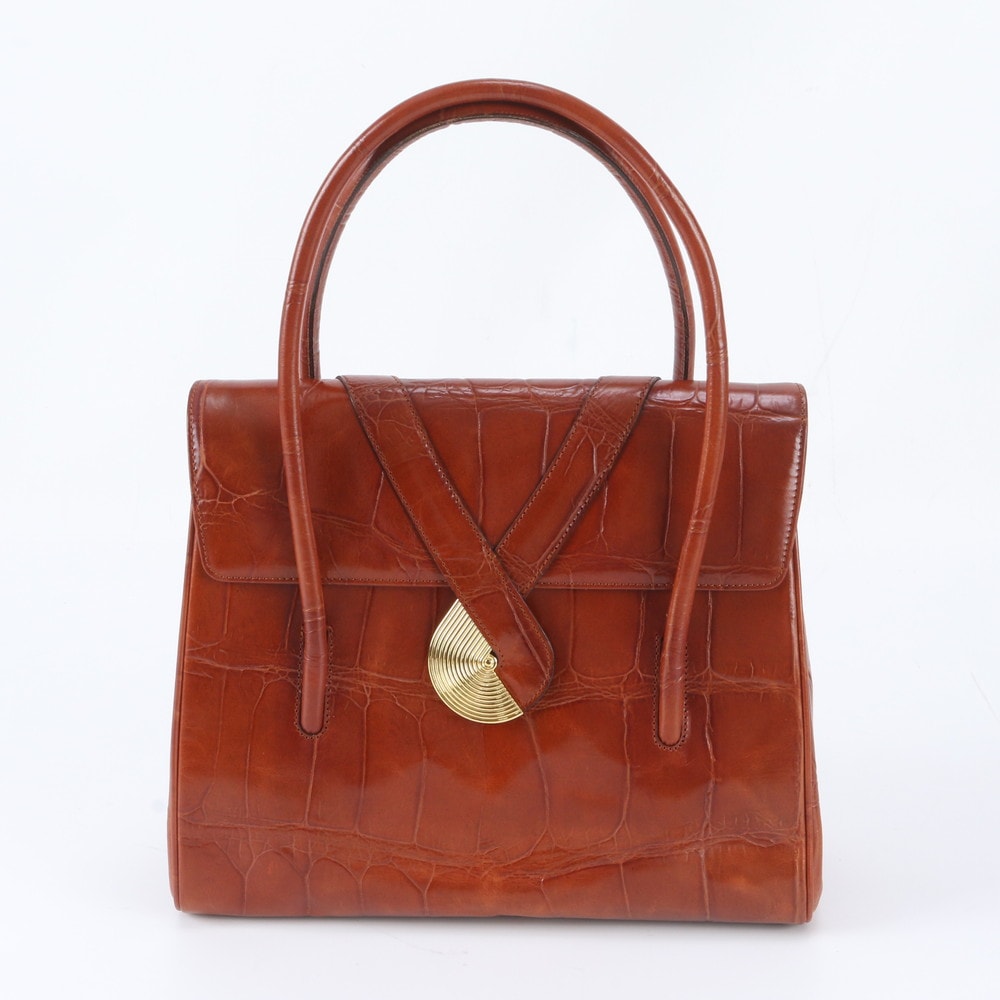 ■美品 ジバンシー クロコダイル エンボスハンドバッグ レザー