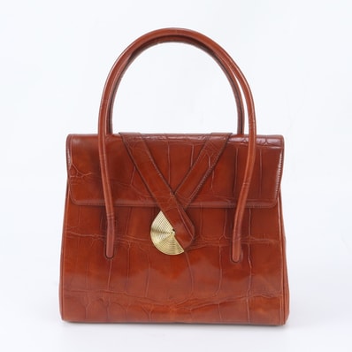■美品 ジバンシー クロコダイル エンボスハンドバッグ レザー