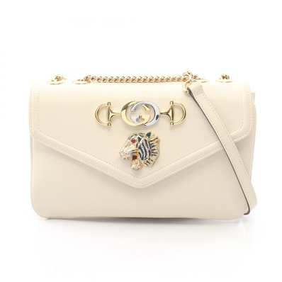 グッチ GUCCI ラジャ タイガーヘッド ショルダーバッグ バッグ レザー レディース ホワイト系 537241 【中古】
