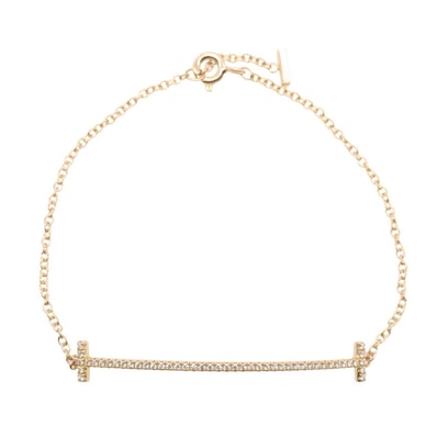 ティファニー TIFFANY&CO Tスマイル ダイヤ ブレスレット ミディアム ブレスレット アクセサリー K18PG(ピンクゴールド) ダイヤモンド レディース ゴールド系 / クリア系 【中古】