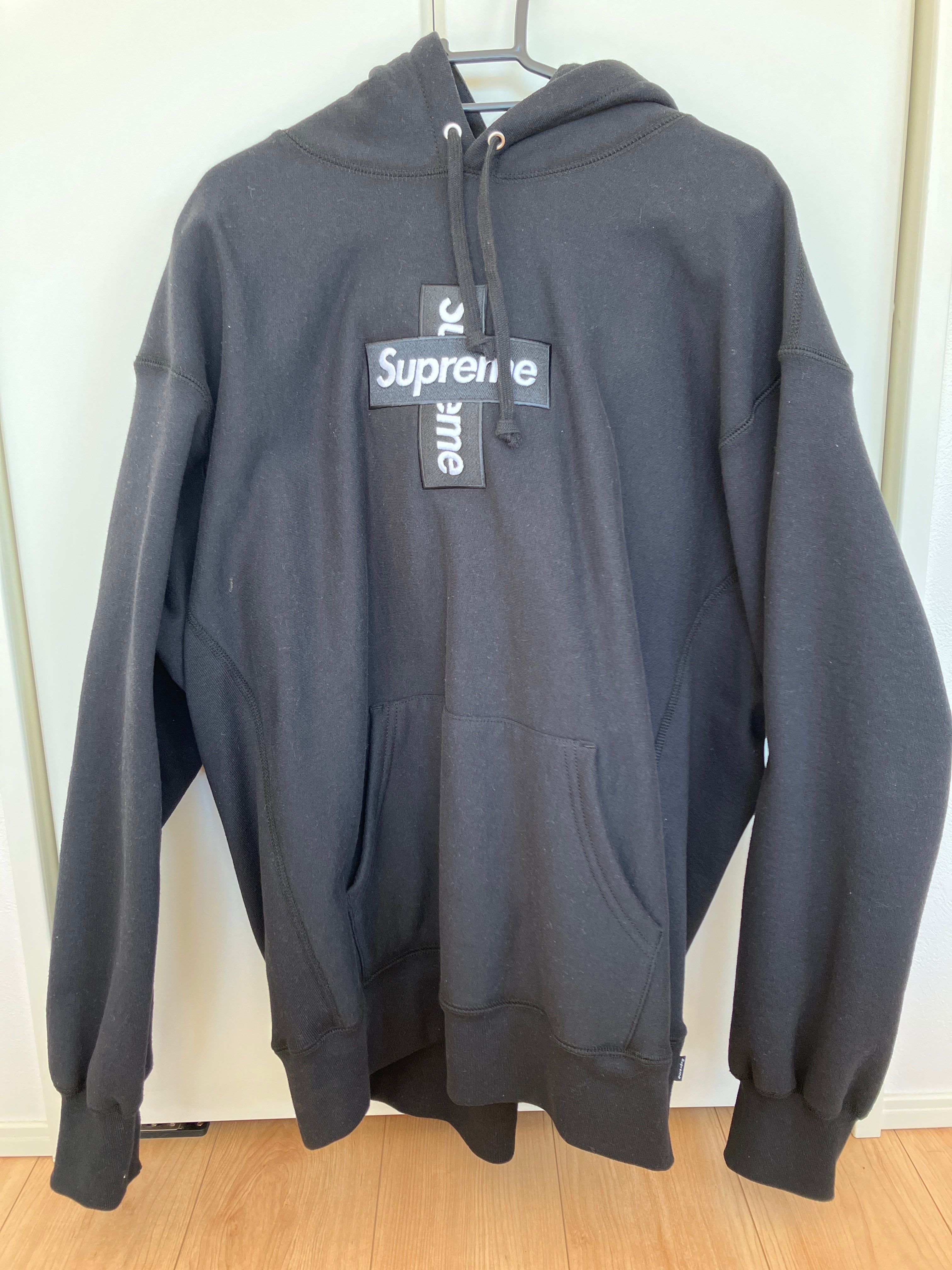 Supreme Cross Box Logo Hooded Sweatshirt "Black"