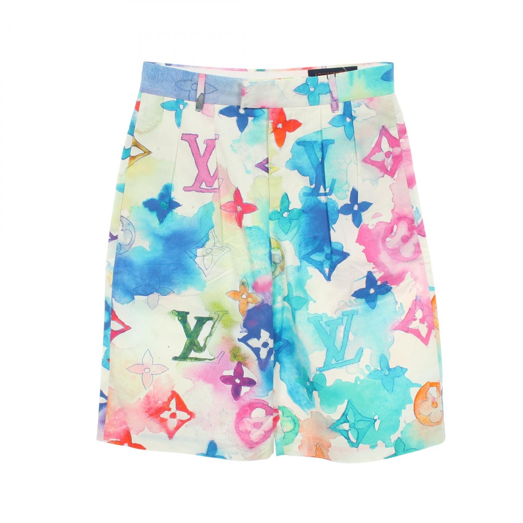 ルイ・ヴィトン LOUIS VUITTON モノグラム ウォーターカラー ショート パンツ 衣料品 ボトムス コットン メンズ ホワイト系 / マルチカラー RM211V BT3 HLP01W 【中古】
