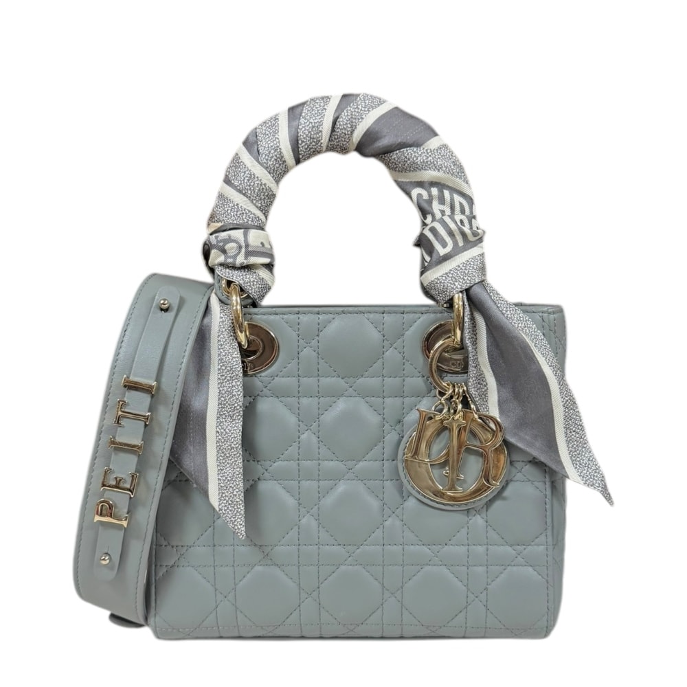 ディオール レディディオール スモール カナージュ ショルダーバッグ ラムスキン グレー レディース Dior 中古