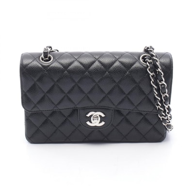シャネル CHANEL マトラッセ Wフラップ ショルダーバッグ バッグ キャビアスキン(グレインドカーフ) レディース ブラック系 【中古】
