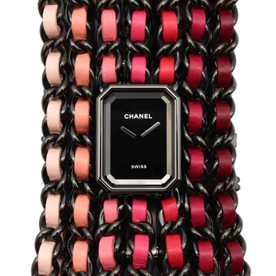シャネル CHANEL プルミエール カフ BLUSH 腕時計 時計 ステンレススチール レザー レディース ブラック系 H10329 【中古】