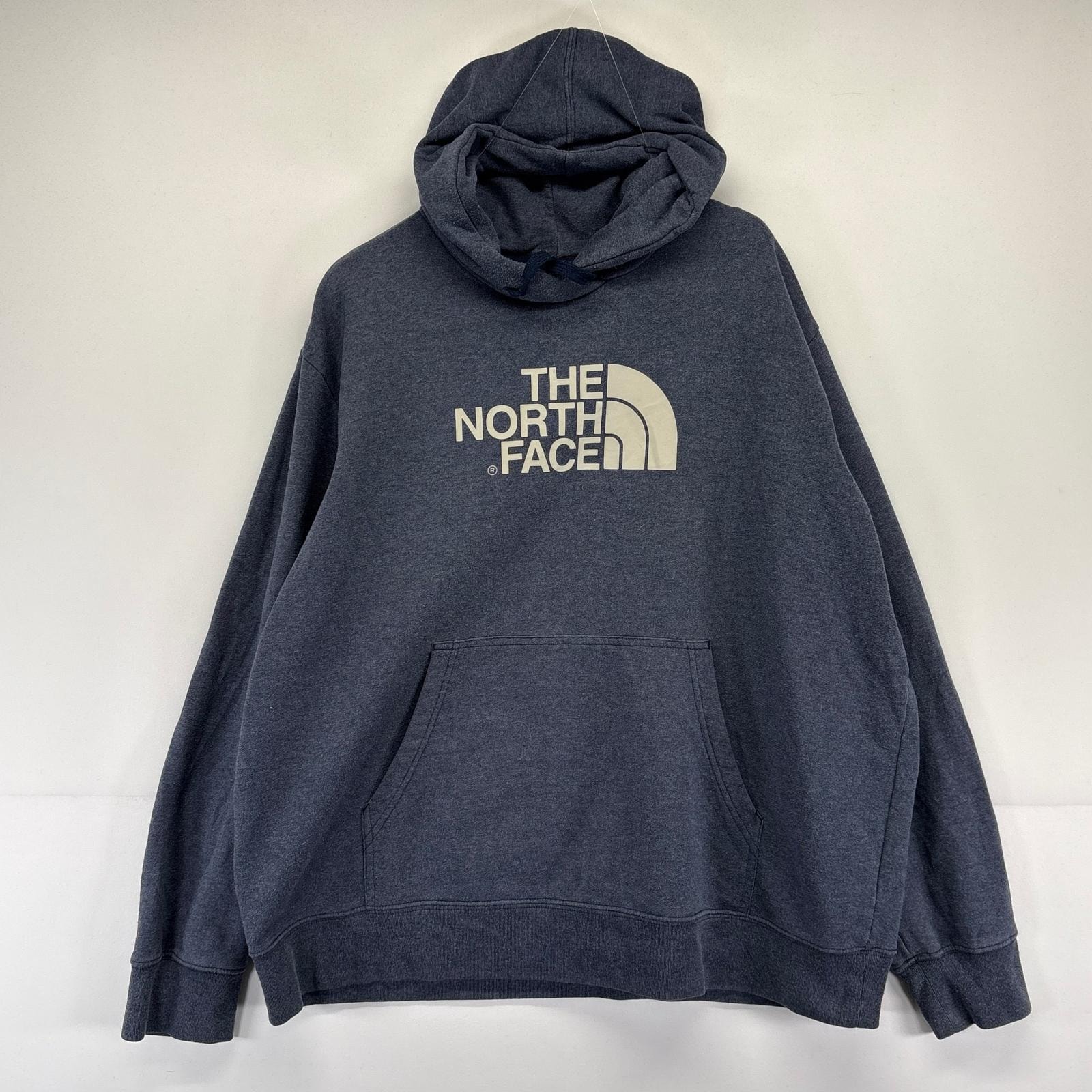 古着 ザ・ノースフェイス THE NORTH FACE パーカー 大きいサイズ プリント プルオーバー ロゴ スウェット 2XL ブルー系 メンズ