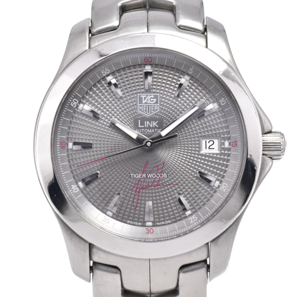 タグホイヤー TAG HEUER WJF2113 リンク タイガーウッズ モデル グレー 自動巻き メンズ 良品 腕時計 B#148896