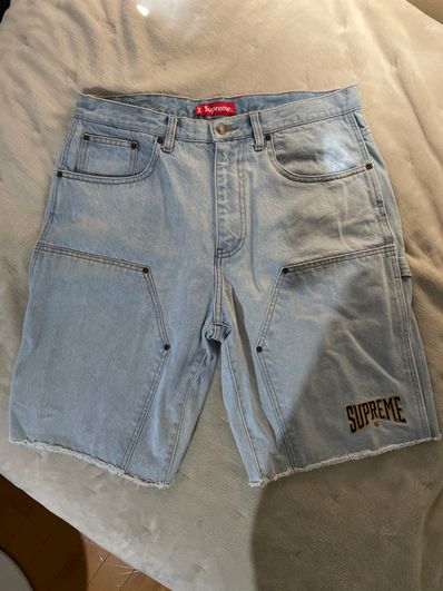 Supreme Cutoff Double Knee Denim Painter Short "Washed Blue"