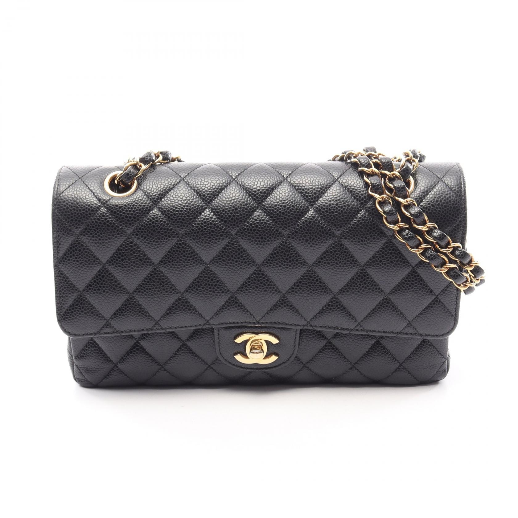 シャネル CHANEL マトラッセ Wフラップ ショルダーバッグ バッグ カーフ(牛革) レディース ブラック系 A01112 【中古】