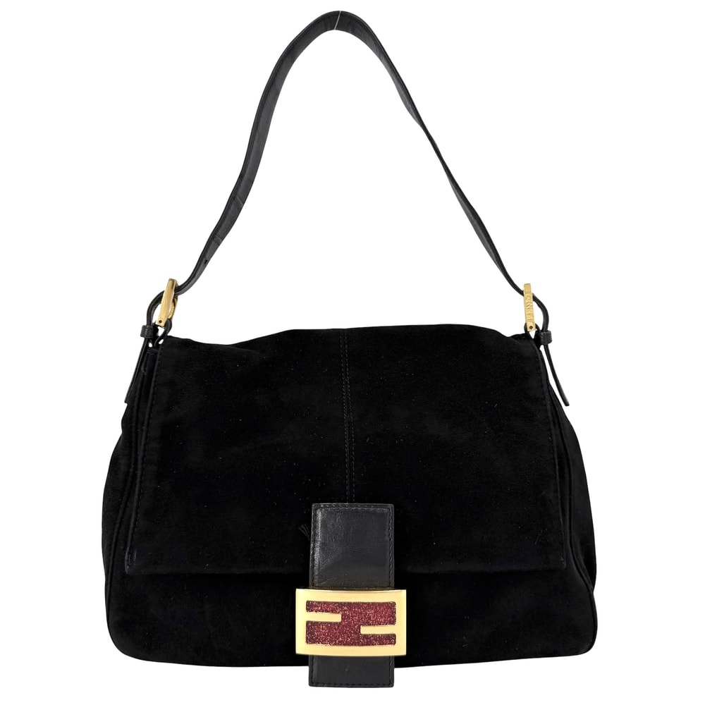 FENDI フェンディ ショルダーバッグ マンマバケット ワンショルダー 肩掛け Mamma Bucket スウェード ブラック 黒 ゴールド金具 レディース【中古品】
