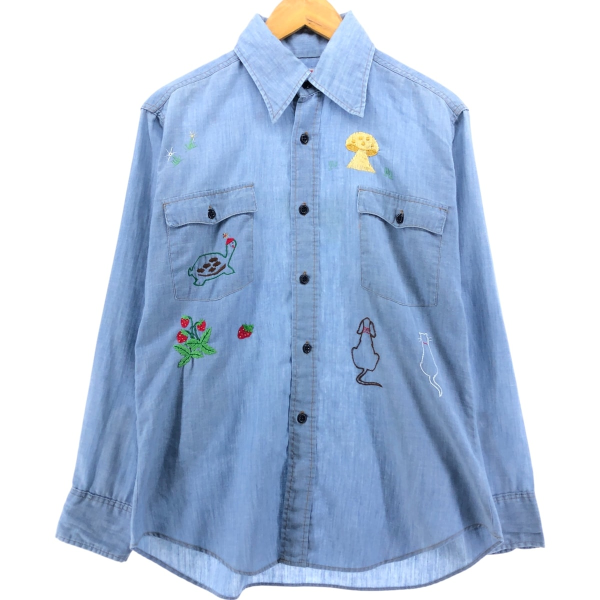 古着 70年代 リーバイス Levi's 長袖 シャンブレーシャツ メンズL相当 ヴィンテージ/eaa539385