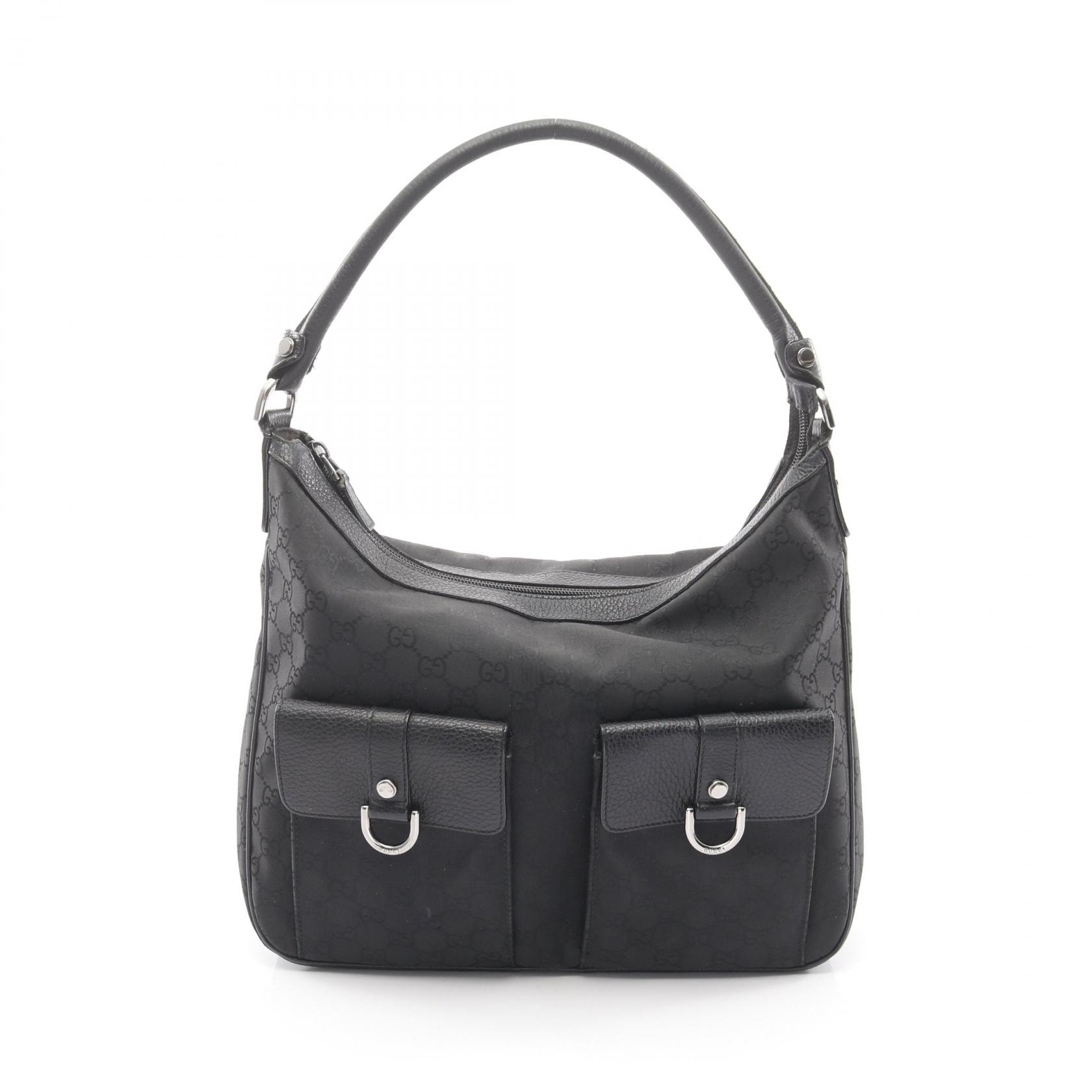 グッチ GUCCI GGナイロン ショルダーバッグ バッグ ナイロン レザー レディース ブラック系 293581 【中古】