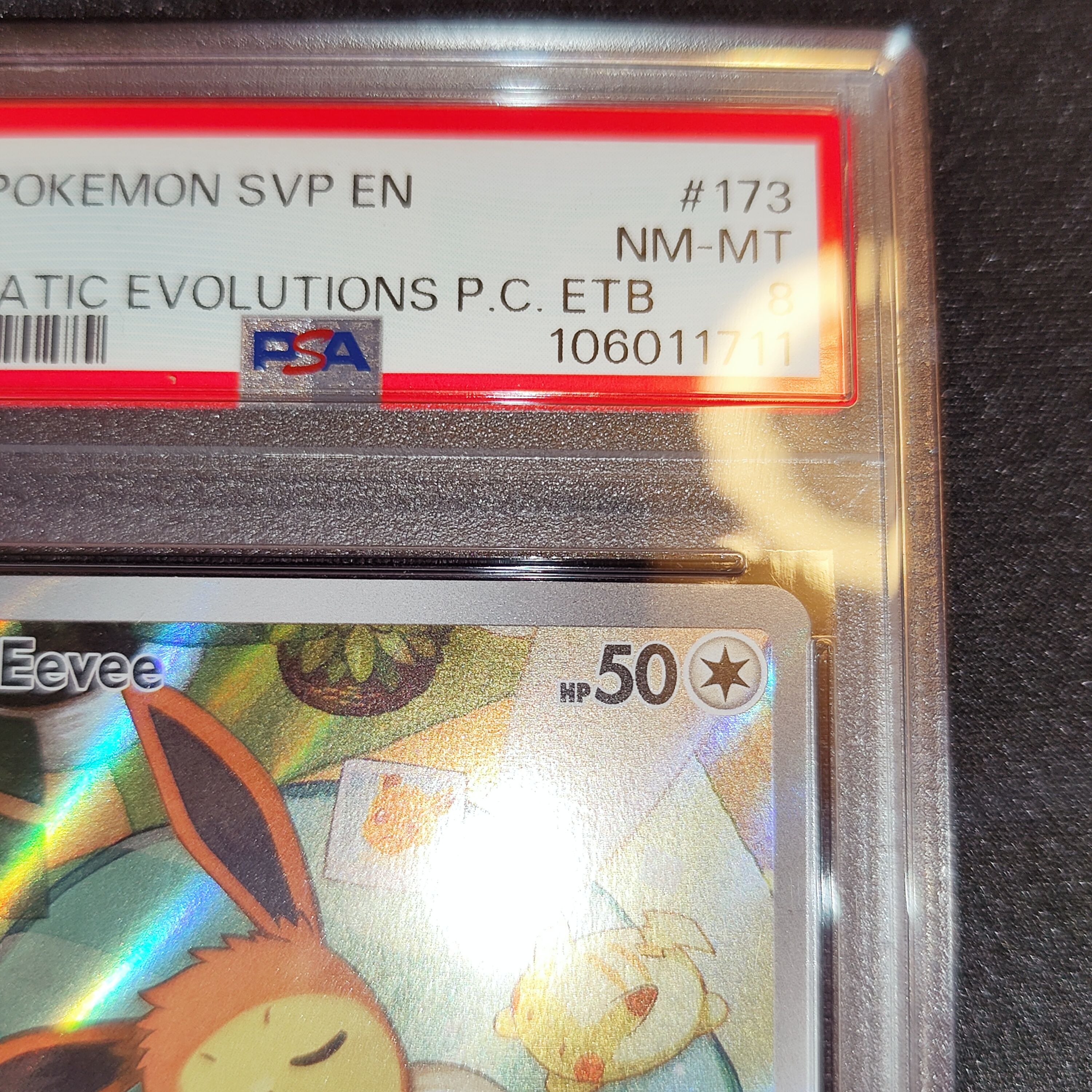 PSA 8 or under]Eevee P [SVP EN 173](Scarlet & Violet "Prismatic Evolutions Pokemon  Center Elite Trainer Box") | SNKRDUNK