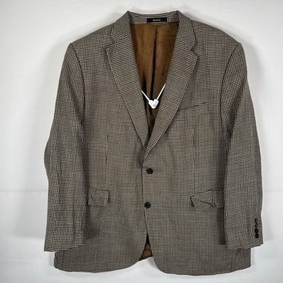 古着 バブアー Barbour テーラードジャケット ブレザー 大きいサイズ スーツ 千鳥格子柄 ブラウン系 チェック メンズ