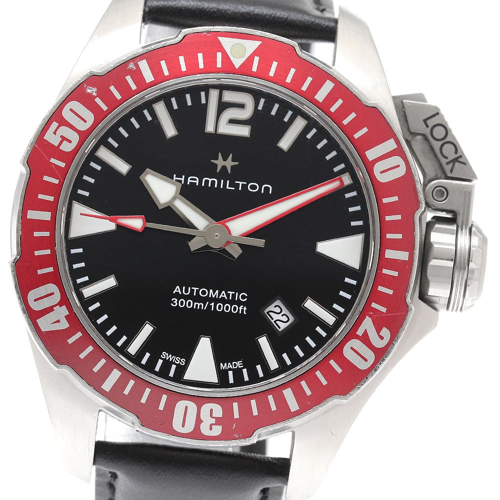 ハミルトン フロッグマン カーキ ネイビー H777250 メンズ 【中古】