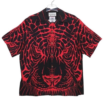 WACKO MARIA Wolf`s Head / Hawaiian Shirt "Black"