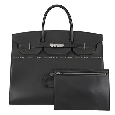 【恵比寿明治通り店】HERMES エルメス ハンドバッグ バーキン40 外縫い セリエ 黒 (ブラック) ヴァッシュハンター シルバー金具 T刻印 新品同様【中古】