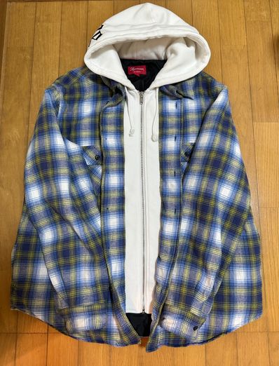Supreme Hooded Flannel Zip Up Shirt "Blue"