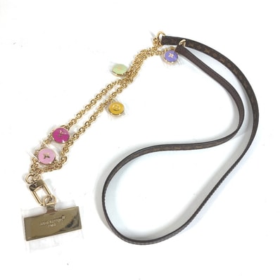 ルイヴィトン LOUIS VUITTON フォンストラップ LV コンフェッティ M03513 モノグラム 携帯 スマホ ネック ショルダー ストラップ モノグラムキャンバス ブラウン 新品同様