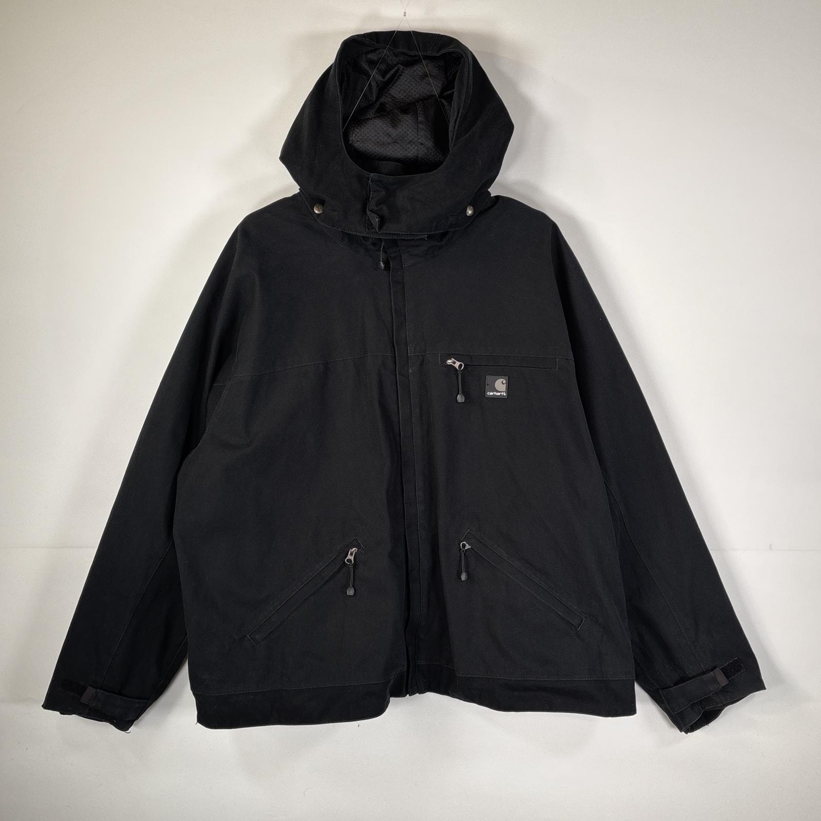 古着 カーハート Carhartt ワークジャケット 裏地メッシュ フード付き　ビッグサイズ （アクティブ風）ジャケット 14042  ブラック メンズ