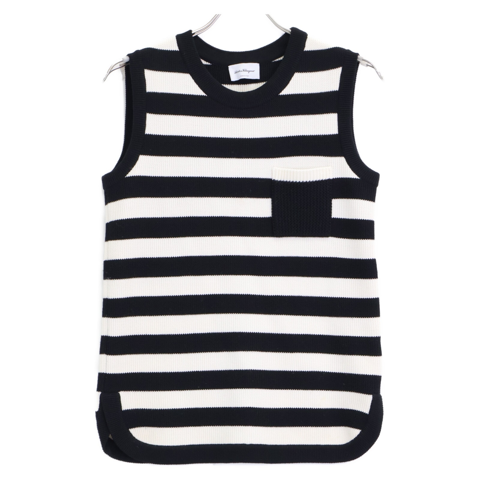 サルヴァトーレフェラガモ 【美品/国内正規】ボーダー 胸ポケット付 ニット S