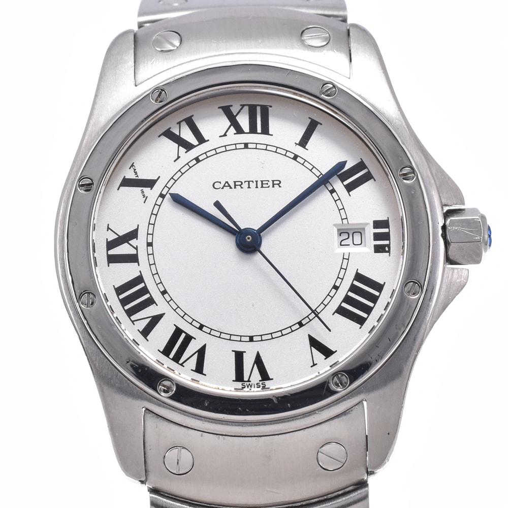 カルティエ CARTIER W20027K1 サントス ロンド デイト シルバー クォーツ ユニセックス 良品 保証書付き 腕時計 R#148763
