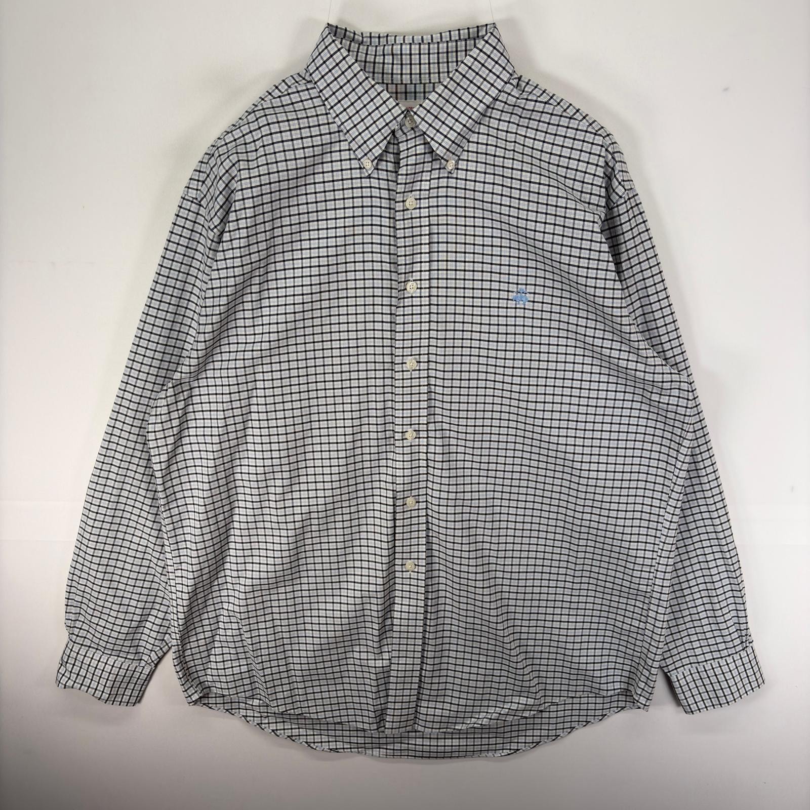 古着 ブルックスブラザーズ Brooks Brothers 長袖シャツ ワンポイントロゴ刺繍 1818 ボタンダウン L  ホワイト系 チェック メンズ