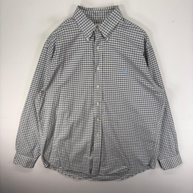 古着 ブルックスブラザーズ Brooks Brothers 長袖シャツ ワンポイントロゴ刺繍 1818 ボタンダウン L ホワイト系 チェック メンズ