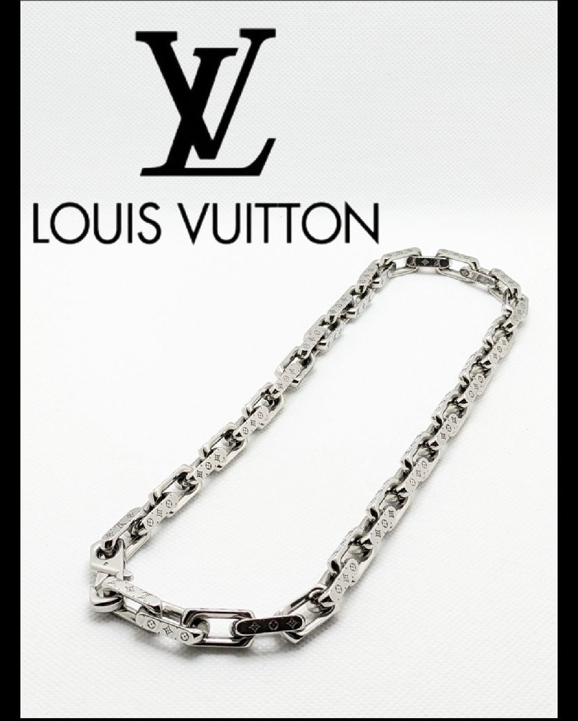 Louis Vuitton Monogram Chain Necklace "Silver"