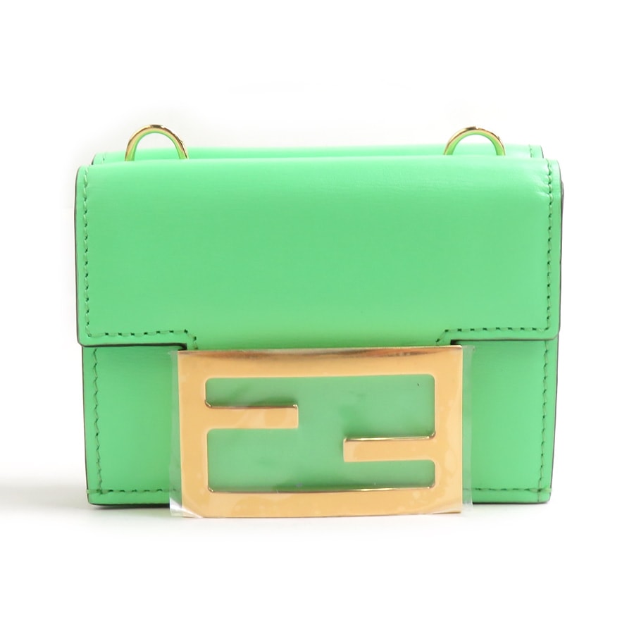 フェンディ FENDI ショルダーウォレット レザー ライトグリーン ゴールド レディース 8M0482-AHM0【中古】 56309g