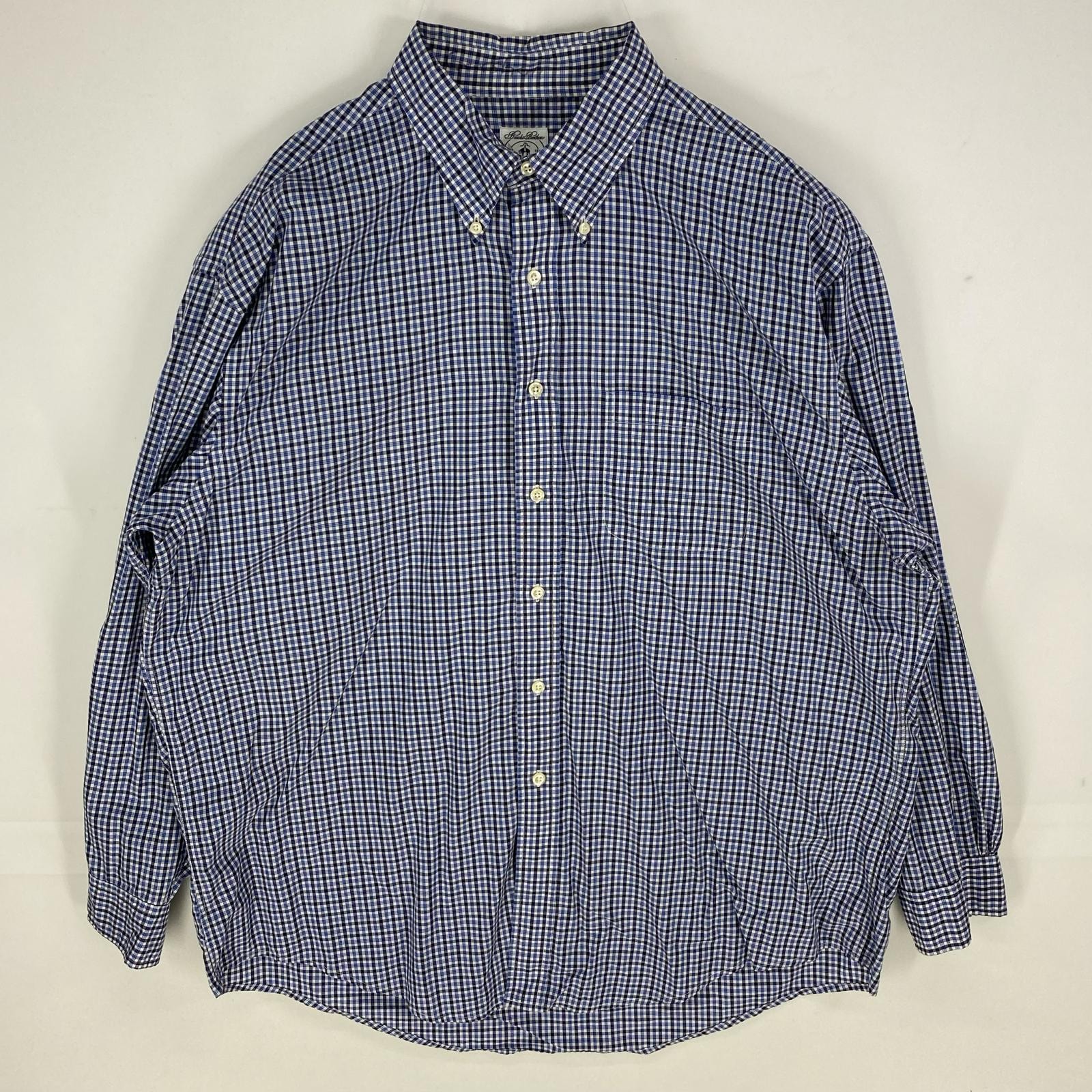 古着 ブルックスブラザーズ Brooks Brothers 長袖シャツ 胸ポケット ボタンダウン ロングスリーブ XL  ブルー系 チェック メンズ