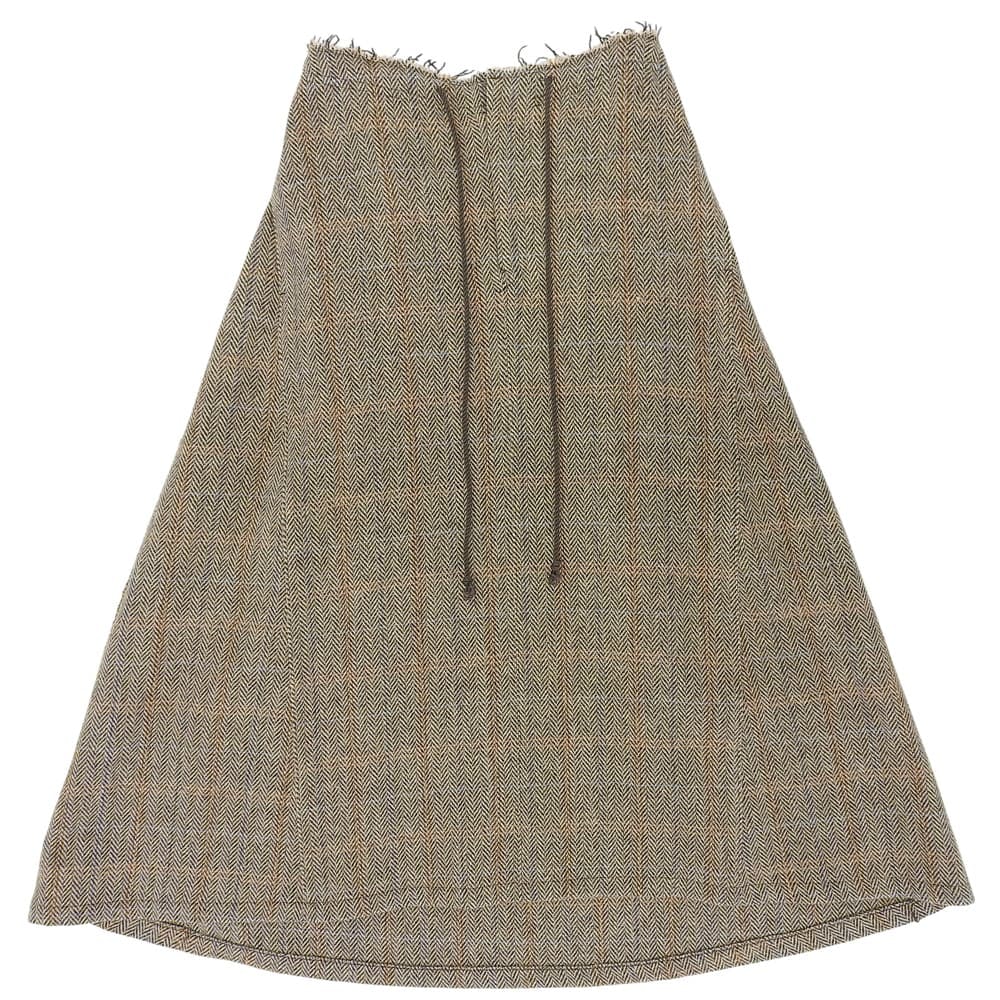 ワイズ 美品 WOOL BRITISH TWEED BACK DROP SKIRT ツイード スカート レディース ブラウン 1 YE-S15-109 1