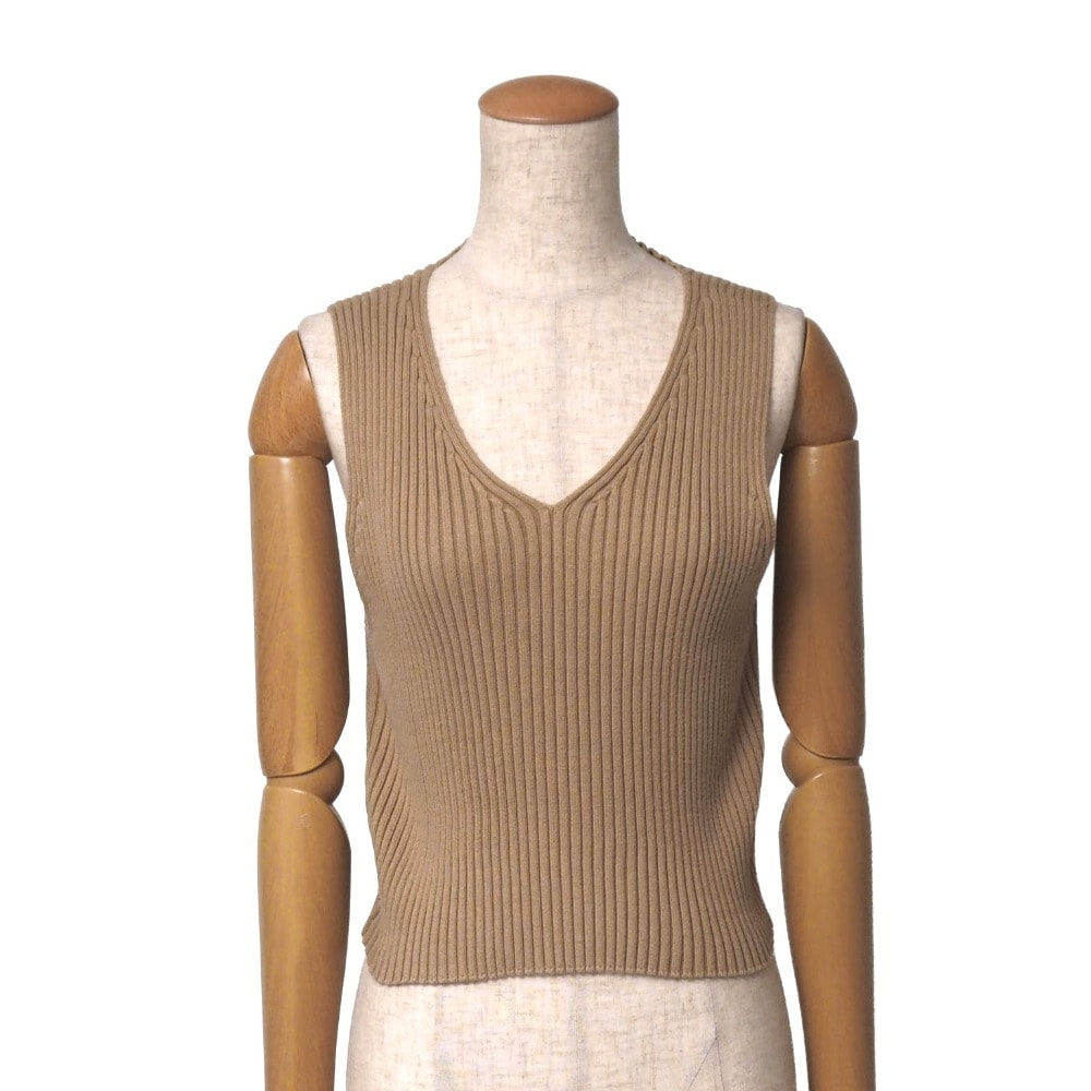 AURALEE オーラリー COTTON SILK RIB KNIT V-NECK VEST ニット サイズ1 コットン×シルクノースリーブ リブニット Vネック ベスト トップス ブランド古着【中古】20260928/RB1062
