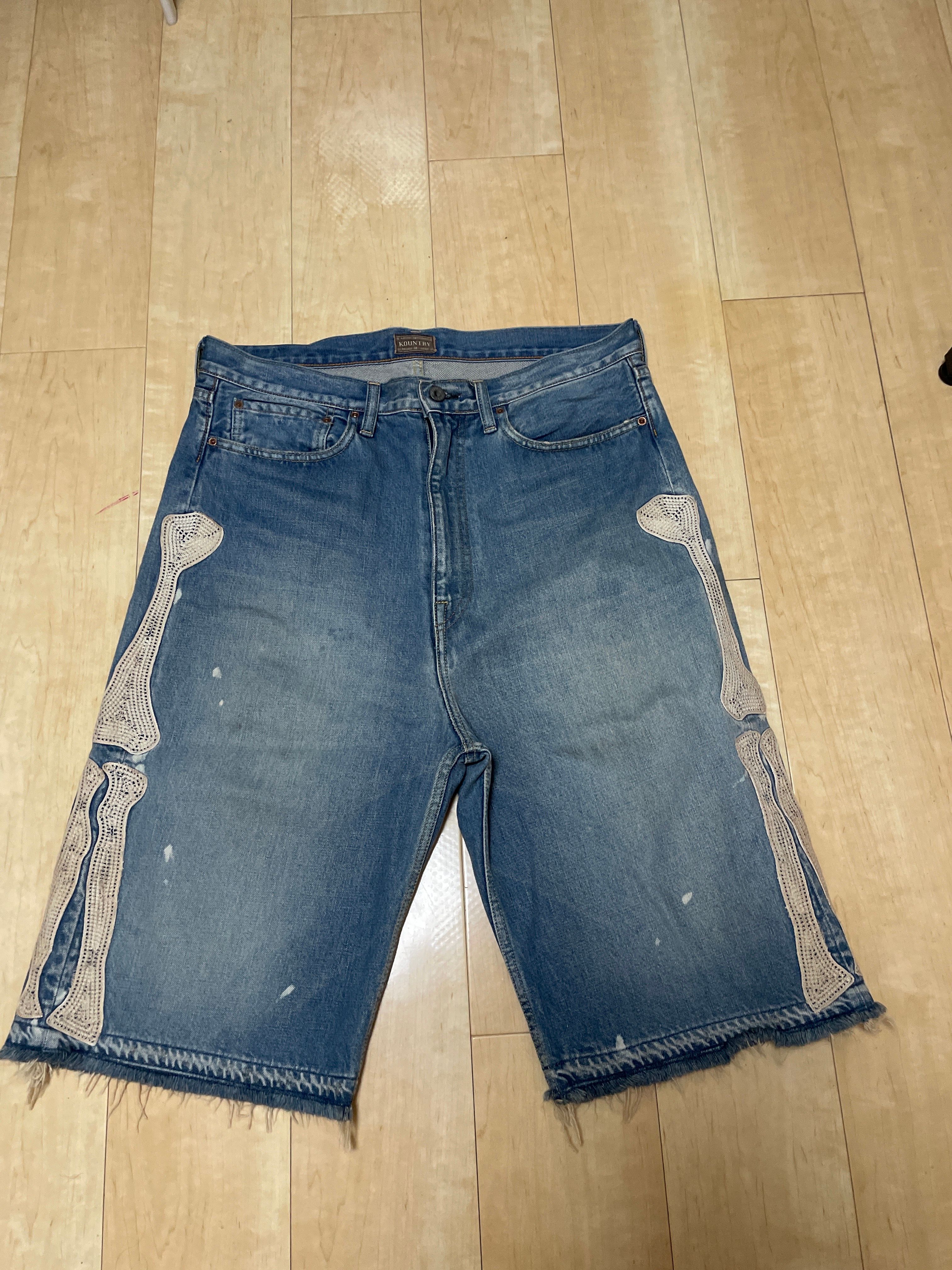 KAPITAL 14OZ DENIM 5P SHORT PANTS (BOUND EMBROIDERY) 
