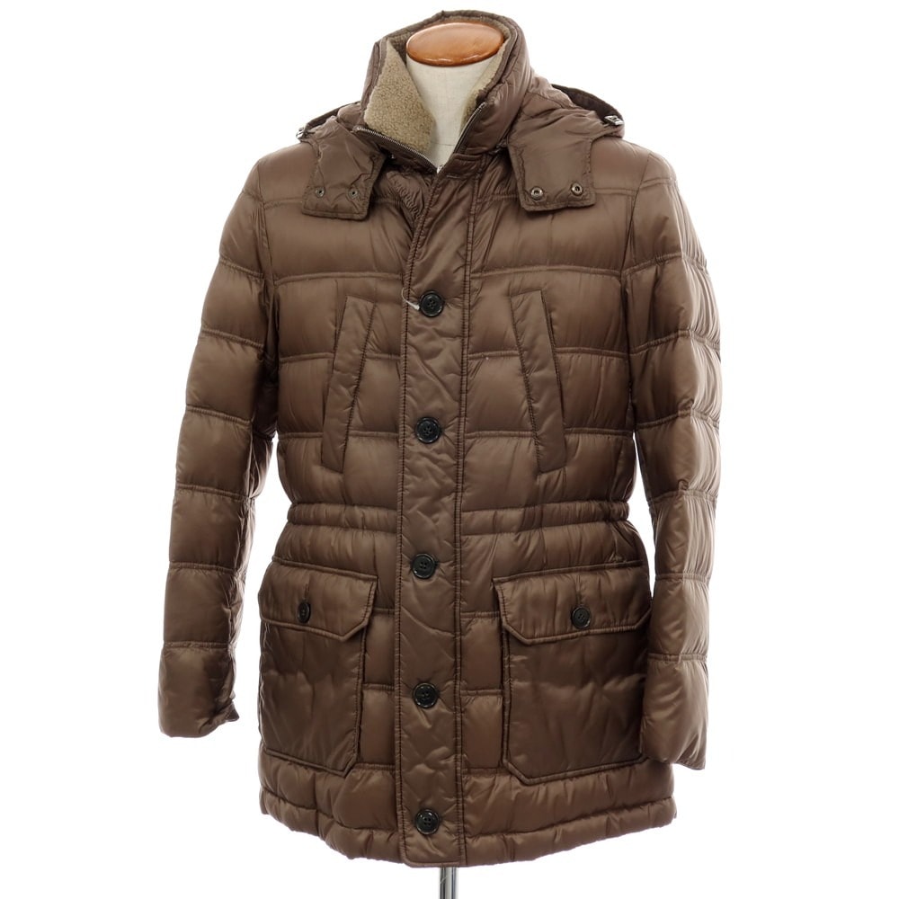 【中古】ヘルノ Herno ストレッチナイロン ダウンコート グレーブラウン【サイズ48】【メンズ】